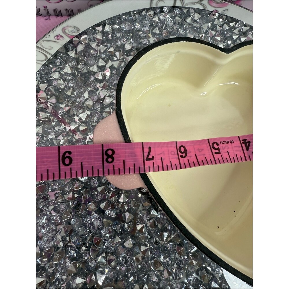 3 pots pans heart shape cast iron Pink Heart-Shaped Cookware Set lids gold knob - Picture 8 of 12